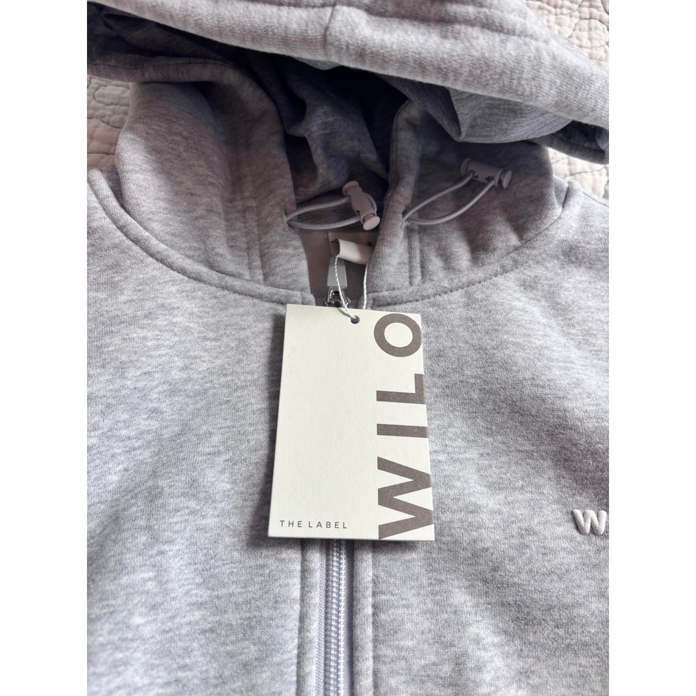 Wilo The Label Womens Brushed Fleece Crop Zip Hoodie Grey Marle Size Small - Picture 5 of 7